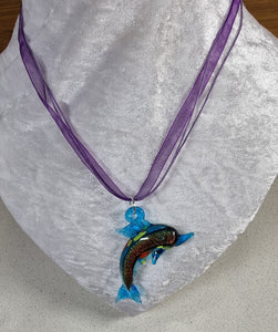 CORD AND ORGANZA NECKLACE - 17'' WITH LOBSTER CLASP
