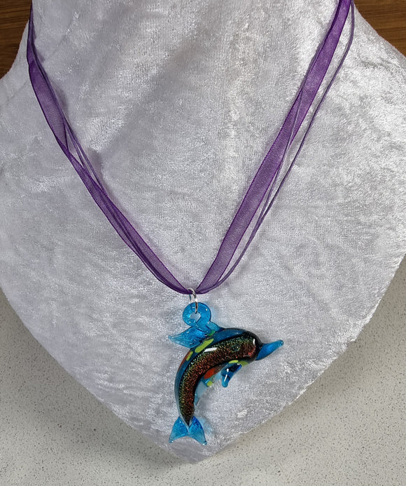 CORD AND ORGANZA NECKLACE - 17'' WITH LOBSTER CLASP