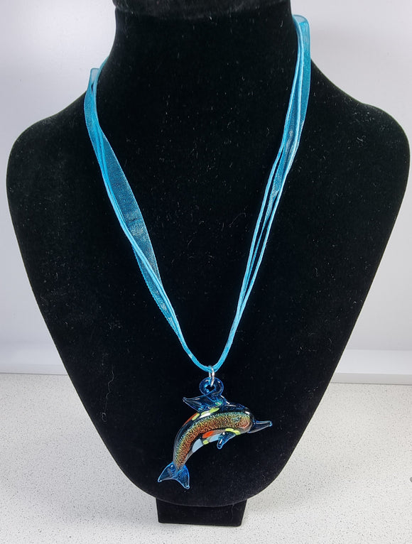 CORD AND ORGANZA NECKLACE - 17'' WITH LOBSTER CLASP