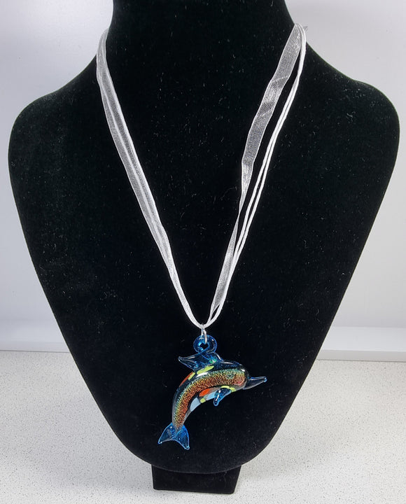 CORD AND ORGANZA NECKLACE - 17'' WITH LOBSTER CLASP