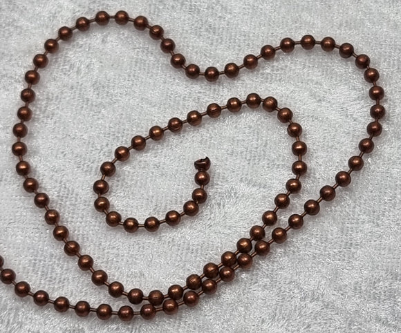 CHAIN - IRON - BALL CHAIN -  SOLDERED -2MM DIAMETER - COPPER COLOUR