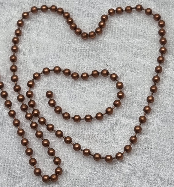 CHAIN - IRON - BALL CHAIN -  SOLDERED -2.4MM DIAMETER - COPPER COLOUR