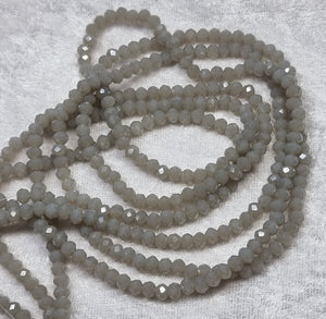 4MM GLASS FACETED RONDELLE BEADS - OYSTER COLOUR