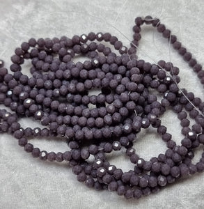 4MM GLASS FACETED RONDELLE BEADS - PLUM PURPLE COLOUR