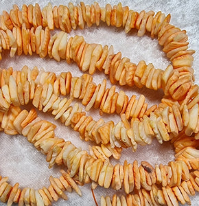 NATURAL SHELL BEAD CHIPS - ORANGE