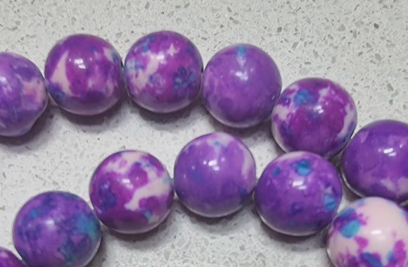 10MM SYNTHETIC OCEAN WHITE JADE -PURPLE/BLUE/WHITE MOTTLE