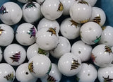 10MM  GLASS BEADS - Packet of 10 - XMAS TREES - WHITE/MULTI