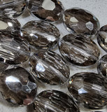 OVALS - 16 x 12 x 7MM FACETED CRYSTAL GLASS - SMOKE