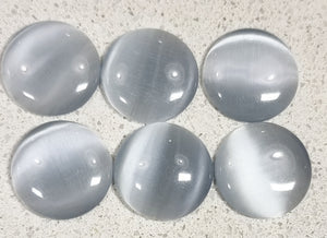 CABOCHON - 18MM CAT'S EYE  - ROUND - LIGHT GREY