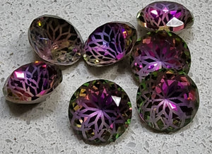 RIVOLI -10x6MM K9 GLASS RHINESTONE - FLOWER PATTERN - PURPLE VITRAIL