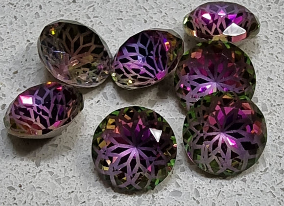 RIVOLI -10x6MM K9 GLASS RHINESTONE - FLOWER PATTERN - PURPLE VITRAIL