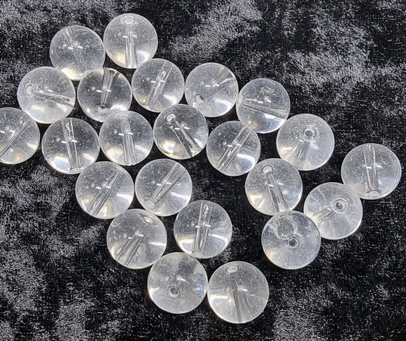 14MM GLASS BEADS - ROUND - CLEAR