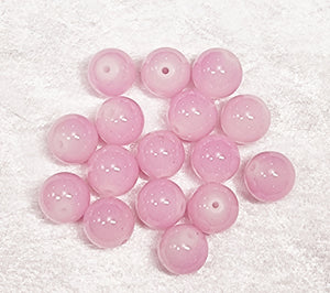 14MM GLASS BEADS - ROUND - IMIT. JADE - BABY PINK
