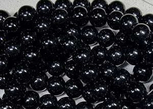 12MM GLASS ROUND PEARLS - BLACK