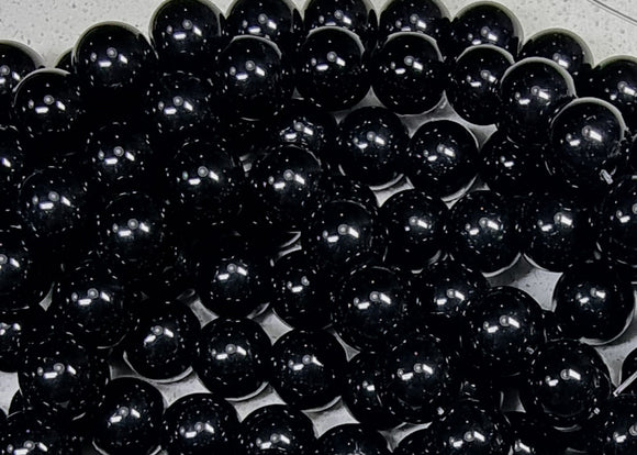 12MM GLASS ROUND PEARLS - BLACK