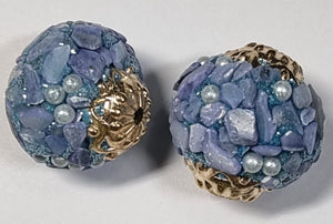 19MM INDONESIAN ROUND BEADS - BLUE