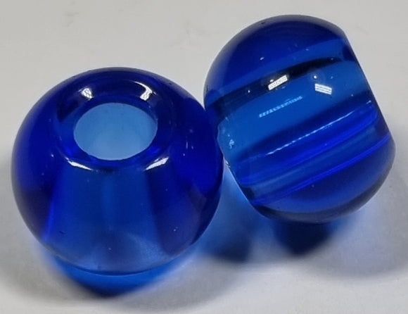 RONDELLES - 13-14MM H/MADE LAMPWORK GLASS BEADS- COBALT