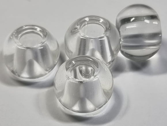 RONDELLES - 13-14MM H/MADE LAMPWORK GLASS BEADS- CLEAR