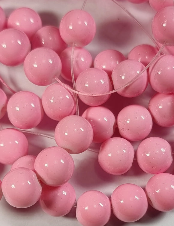 10MM GLASS BEADS OPAQUE -LIGHT PINK