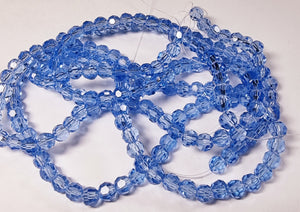 4MM GLASS ROUND FACETED BEADS - MEDIUM BLUE