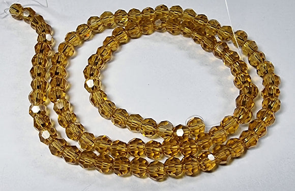 4MM GLASS ROUND FACETED BEADS - DARK GOLDEN ROD