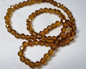 4MM GLASS ROUND FACETED BEADS - DARK BROWN