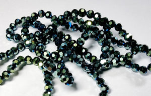4MM GLASS ROUND FACETED BEADS - GREEN