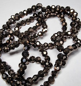 4MM GLASS ROUND FACETED BEADS - ELECTROPLATED BROWN