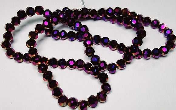4MM GLASS ROUND FACETED BEADS - ELECTROPLATED VIOLET