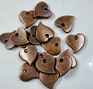 CHARMS - HEARTS - 12 X 12MM COPPER COLOUR