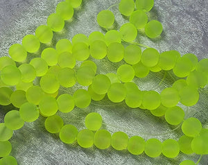 12MM GLASS BEADS - TRANSPARENT FROSTED - YELLOW