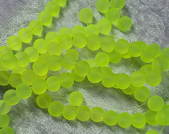 8MM FROSTED GLASS BEADS - TRANSPARENT - LEMON YELLOW