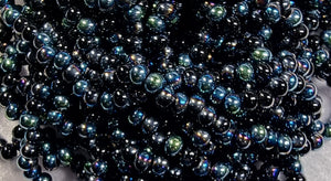 6MM GLASS ABACUS BEADS - ELECTROPLATED BLACK