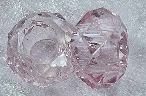 14X8MM GLASS FACETED EUROPEAN LARGE HOLE RONDELLE - PINK