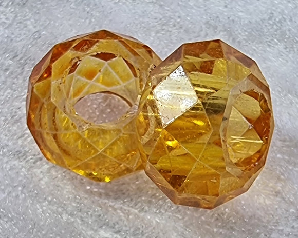 14X8MM GLASS FACETED EUROPEAN LARGE HOLE RONDELLE - ORANGE