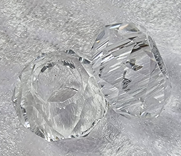 14X8MM GLASS FACETED EUROPEAN LARGE HOLE RONDELLE - CLEAR