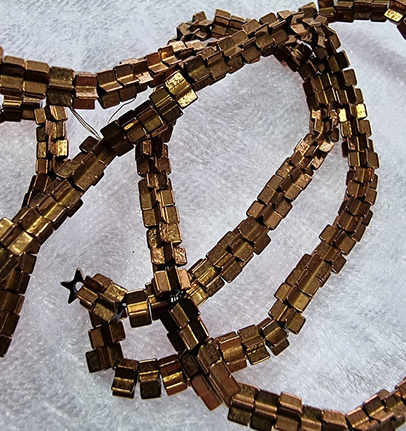 3.5X3.5MM E.PLATED NON MAGNETIC SYNTHETIC HEMATITE STARS - COCOA BROWN