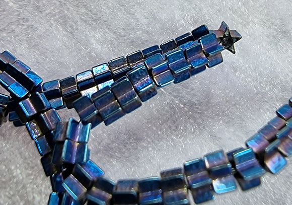 3.5X3.5MM E.PLATED NON MAGNETIC SYNTHETIC HEMATITE STARS - ICE BLUE