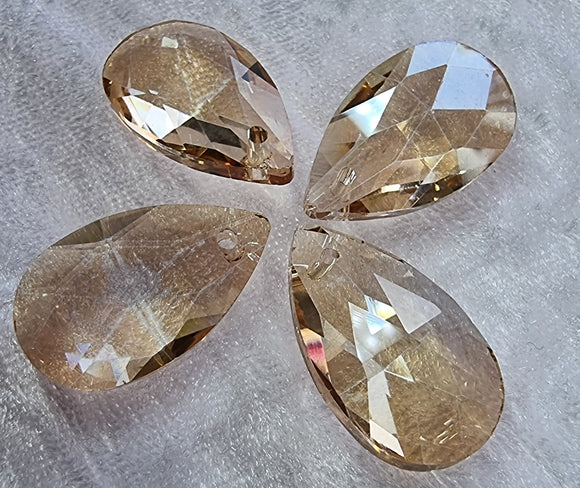 TEARDROPS - 22 X 13MM FACETED GLASS - DARK CHAMPAGNE