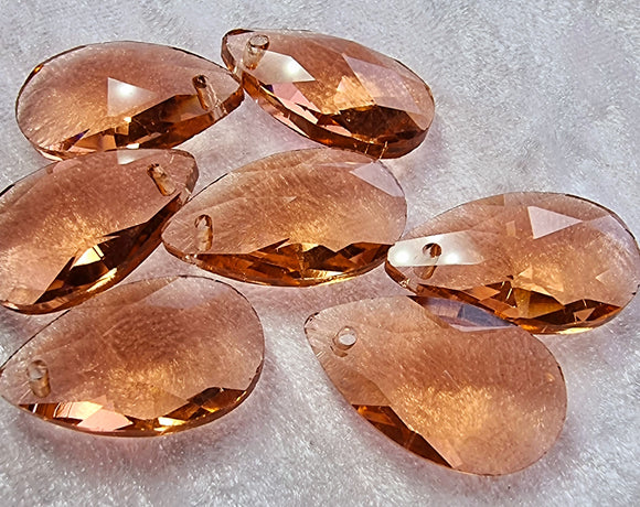 TEARDROPS - 22 X 13MM FACETED GLASS - DARK PEACH