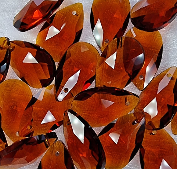 TEARDROPS - 22 X 13MM FACETED GLASS - DARK BROWN
