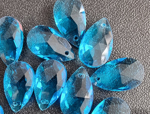 TEARDROPS - 22 X 13MM FACETED GLASS - SKY BLUE
