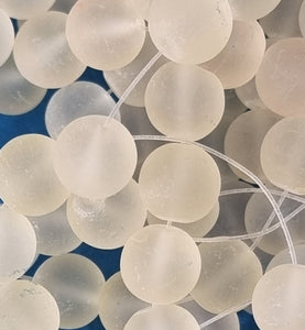 12MM GLASS BEADS - TRANSPARENT FROSTED - CREAM