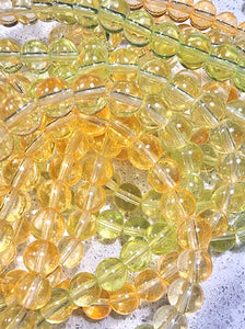 8MM GLASS BEADS - TRANSPARENT - ORANGE/LEMON