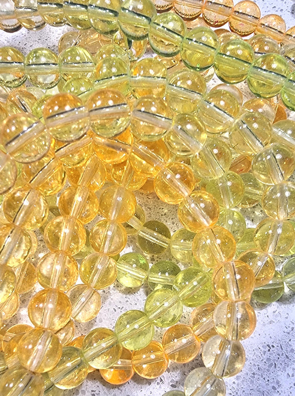 8MM GLASS BEADS - TRANSPARENT - ORANGE/LEMON