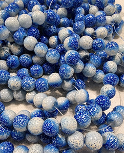 10MM GLASS BEADS - PAINTED AND BAKED - BLUE