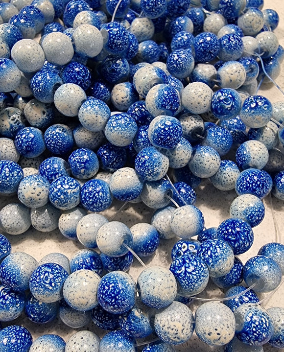 10MM GLASS BEADS - PAINTED AND BAKED - BLUE