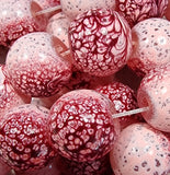 10MM GLASS BEADS - PAINTED AND BAKED - TWO TONE PINK
