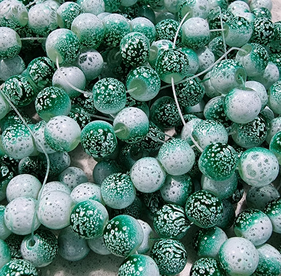 10MM GLASS BEADS - PAINTED AND BAKED - GREEN