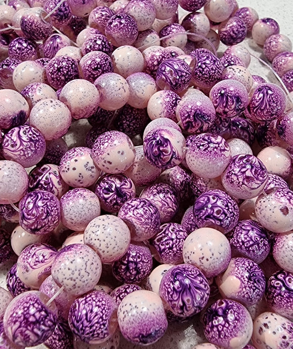 10MM GLASS BEADS - PAINTED AND BAKED - DARK VIOLET